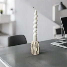 Ceramic Taper Candle Holder, Rippled Matte Candlestick Holder, 4 Shapes