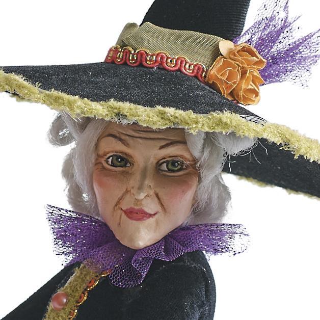 Halloween Witch Figurine, Handmade Resin & Fabric Art Doll for Mantel & Shelf Decor, Tulle Skirt and Pointed Hat, 4 Characters