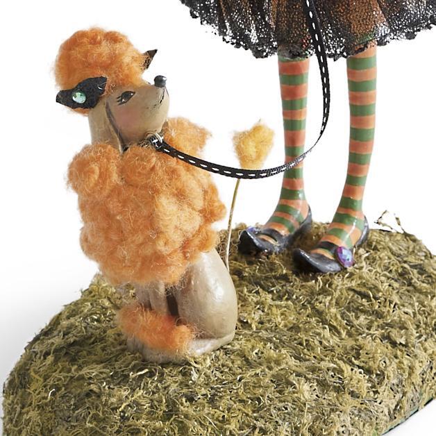 Halloween Witch Figurine, Handmade Resin & Fabric Art Doll for Mantel & Shelf Decor, Tulle Skirt and Pointed Hat, 4 Characters