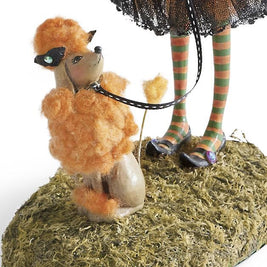 Halloween Witch Figurine, Handmade Resin & Fabric Art Doll for Mantel & Shelf Decor, Tulle Skirt and Pointed Hat, 4 Characters