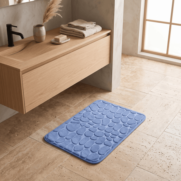 WENDE: Memory Foam Badmat 40 x 60 cm – Antislip Kiezelmotief - Volsani
