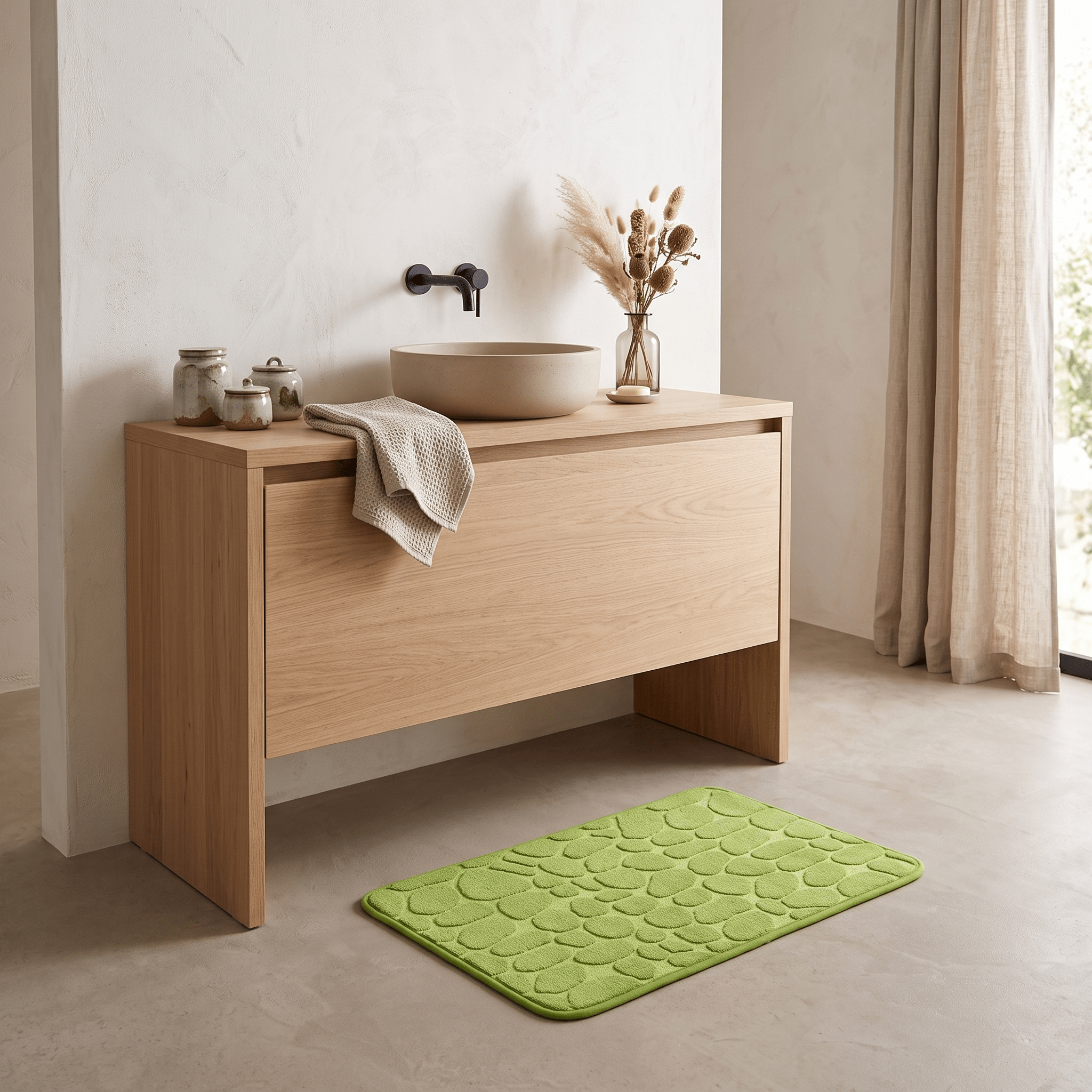 WENDE: Memory Foam Badmat 40 x 60 cm – Antislip Kiezelmotief - Volsani