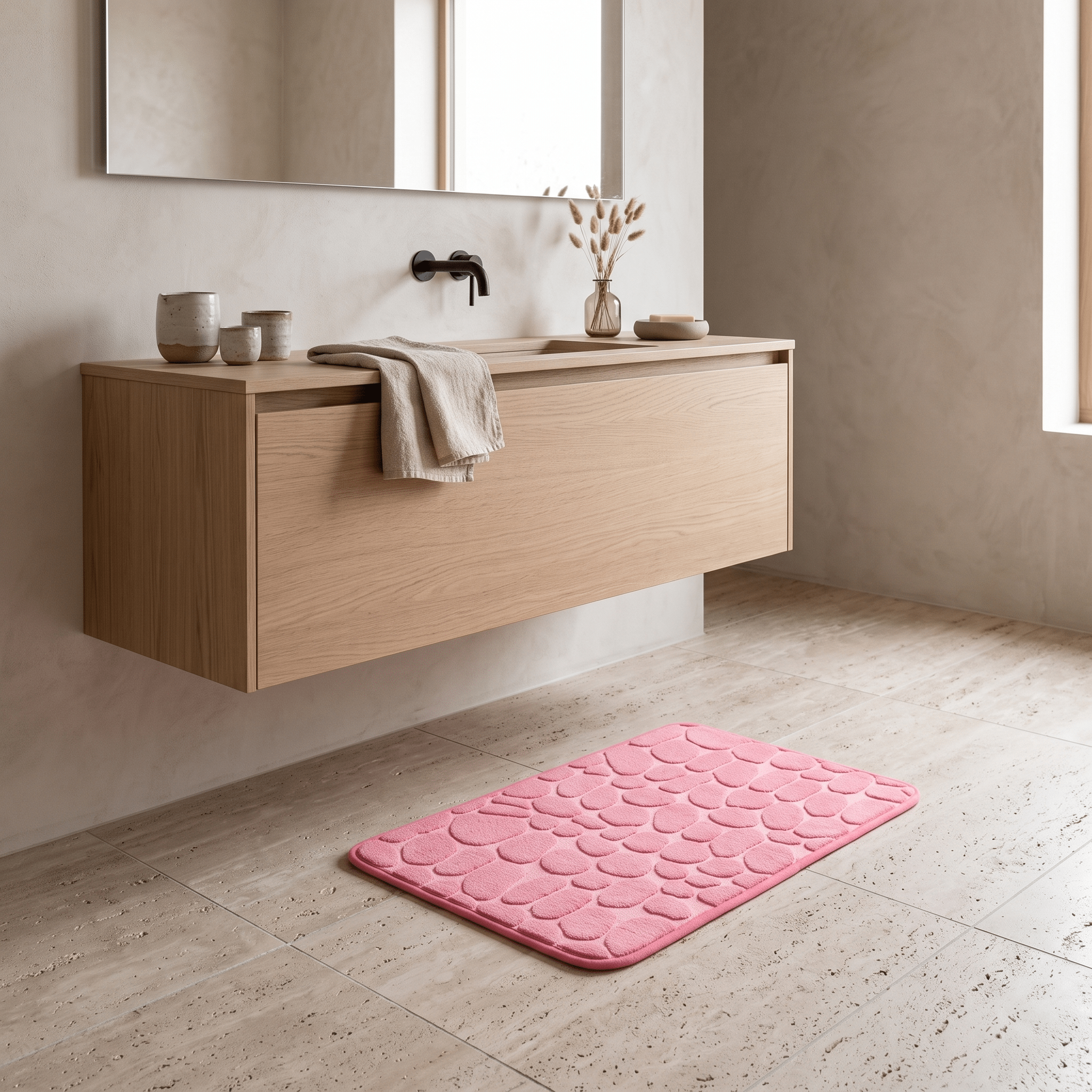 WENDE: Memory Foam Badmat 40 x 60 cm – Antislip Kiezelmotief - Volsani