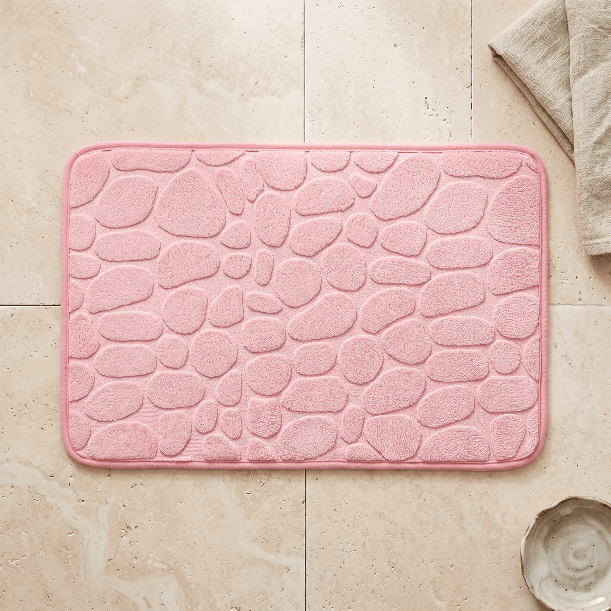 WENDE: Memory Foam Badmat 40 x 60 cm – Antislip Kiezelmotief - Volsani
