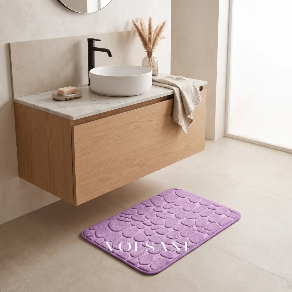 WENDE: Memory Foam Badmat 40 x 60 cm – Antislip Kiezelmotief - Volsani