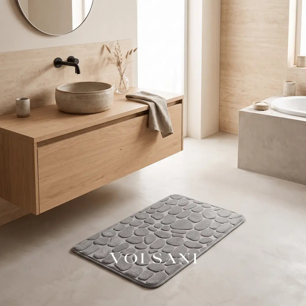 WENDE: Memory Foam Badmat 40 x 60 cm – Antislip Kiezelmotief - Volsani