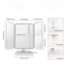 WIEKE: Drieluik Make-upspiegel met LED – Opvouwbaar & 2x/3x/10x Vergrotend - Volsani