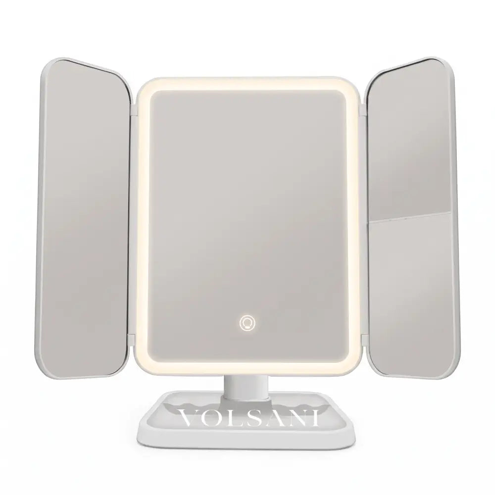 WIEKE: Drieluik Make-upspiegel met LED – Opvouwbaar & 2x/3x/10x Vergrotend - Volsani