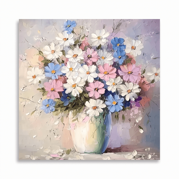 Wildbloemen Boeket in Vaas – Zacht Pastel Schilderij - Volsani