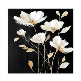 Witte Magnolia op Zwart – Botanisch Bloemschilderij - Volsani