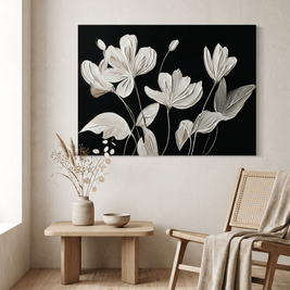 Witte Tulpen op Zwart – Bloemschilderij (Contrast) - Volsani