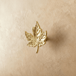 Solid Brass Ginkgo Leaf Cabinet Knobs & Pulls, Botanical Kitchen & Dresser Hardware, Gold Finish, Set of 2, 2.2-5in