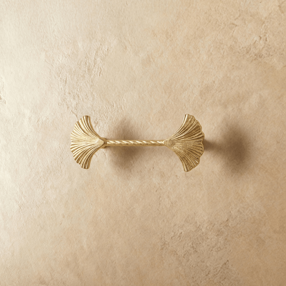 Solid Brass Ginkgo Leaf Cabinet Knobs & Pulls, Botanical Kitchen & Dresser Hardware, Gold Finish, Set of 2, 2.2-5in