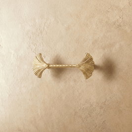 Solid Brass Ginkgo Leaf Cabinet Knobs & Pulls, Botanical Kitchen & Dresser Hardware, Gold Finish, Set of 2, 2.2-5in