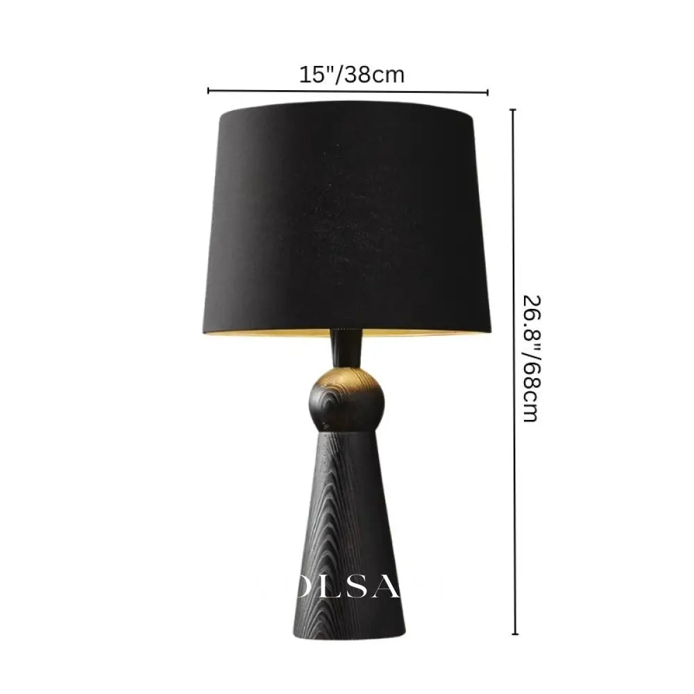 Wood Table Lamp with Fabric Shade Scandinavian Living Room & Bedroom Lamp Minimalist Wood Grain Base 27in - Lighting >