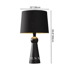 Wood Table Lamp with Fabric Shade Scandinavian Living Room & Bedroom Lamp Minimalist Wood Grain Base 27in - Lighting >