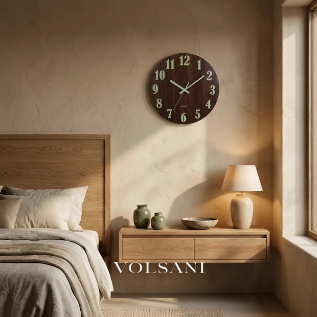 Modern Luminous Design Wall Clock in a bedroom