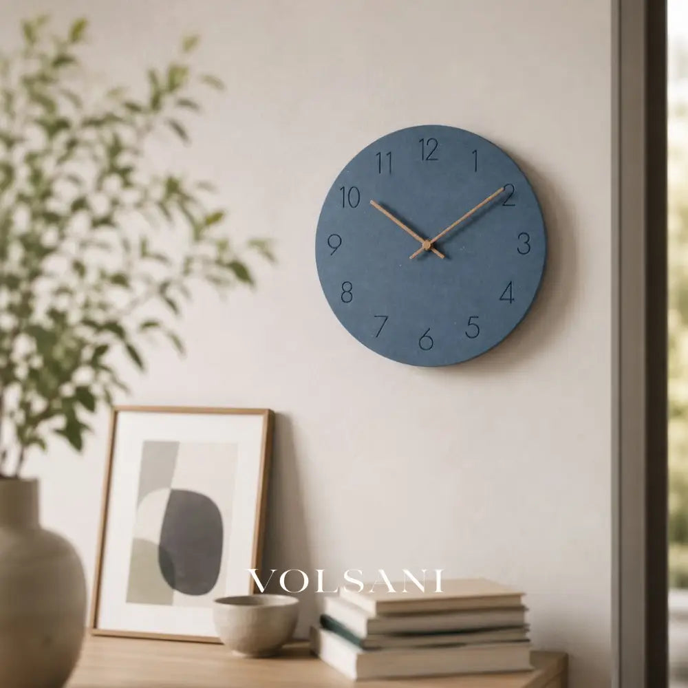 Wood Wall Clock with Plain Dial Scandinavian Living Room & Bedroom Clock Non Ticking Silent Sweep 6 Colors 11.4in