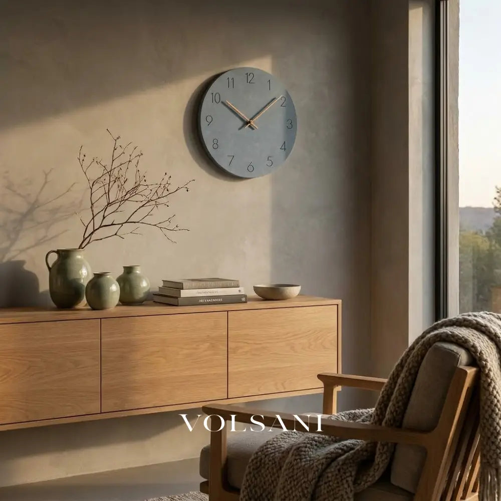 NordClock Scandinavian minimalist wall clock in a living room