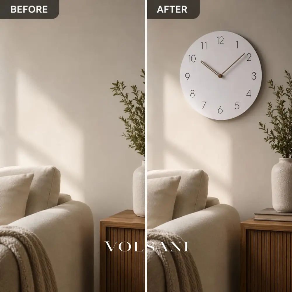 Wood Wall Clock with Plain Dial Scandinavian Living Room & Bedroom Clock Non Ticking Silent Sweep 6 Colors 11.4in