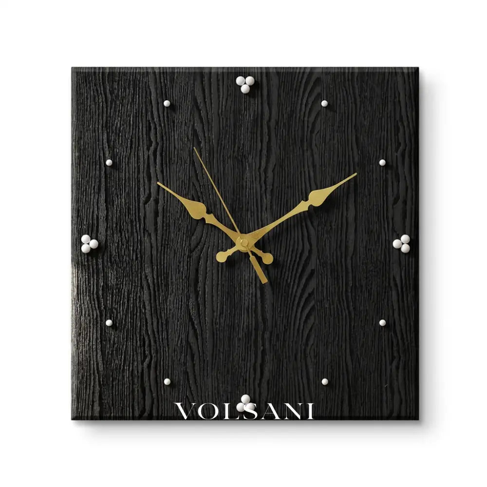 SEP square wood wall clock design B on white background