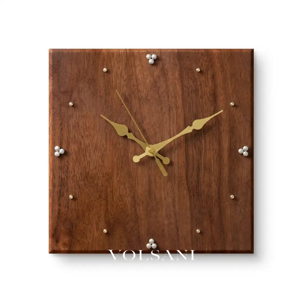 SEP square wood wall clock design A on white background