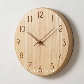 Wood Wall Clock with Visible Grain Rustic Nordic Living Room & Bedroom Clock Silent Movement 2 Styles 9.8-11.8in