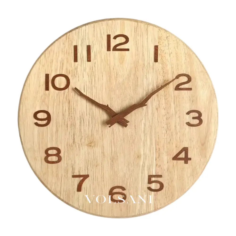 Wood Wall Clock with Visible Grain Rustic Nordic Living Room & Bedroom Clock Silent Movement 2 Styles 9.8-11.8in