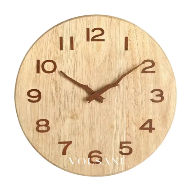 Wood Wall Clock with Visible Grain Rustic Nordic Living Room & Bedroom Clock Silent Movement 2 Styles 9.8-11.8in
