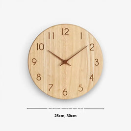 Wood Wall Clock with Visible Grain Rustic Nordic Living Room & Bedroom Clock Silent Movement 2 Styles 9.8-11.8in
