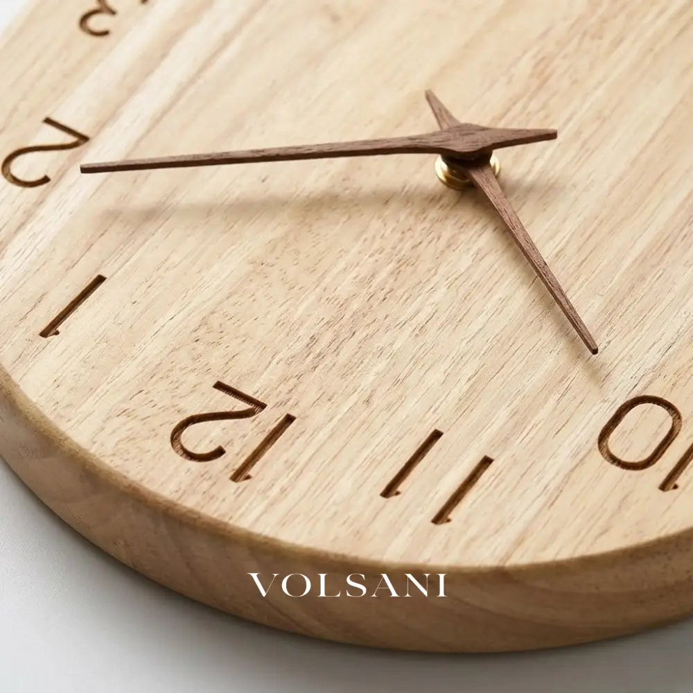 Wood Wall Clock with Visible Grain Rustic Nordic Living Room & Bedroom Clock Silent Movement 2 Styles 9.8-11.8in