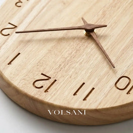 Wood Wall Clock with Visible Grain Rustic Nordic Living Room & Bedroom Clock Silent Movement 2 Styles 9.8-11.8in