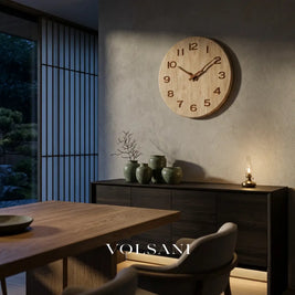 NatureDial Rustic Nordic Silent Wooden Wall Clock in a dining room