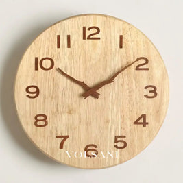 Wood Wall Clock with Visible Grain Rustic Nordic Living Room & Bedroom Clock Silent Movement 2 Styles 9.8-11.8in