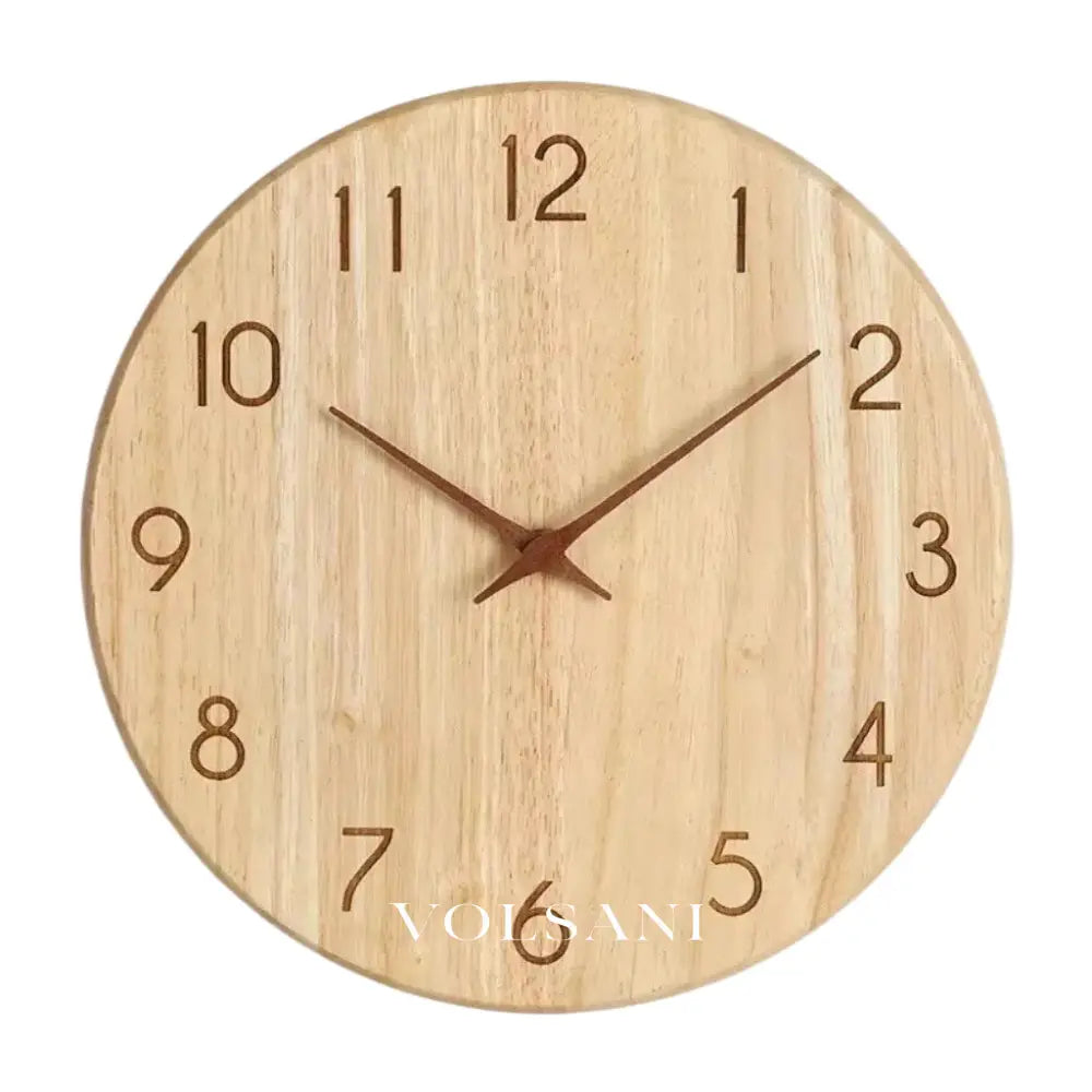 Wood Wall Clock with Visible Grain Rustic Nordic Living Room & Bedroom Clock Silent Movement 2 Styles 9.8-11.8in
