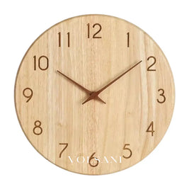 Wood Wall Clock with Visible Grain Rustic Nordic Living Room & Bedroom Clock Silent Movement 2 Styles 9.8-11.8in