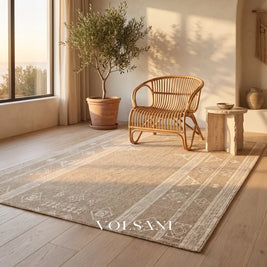 Wool Blend Area Rug with Tribal Weave Neutral Living Room & Dining Room Rug Low Flatweave 5 Sizes 55-138in - Decor >