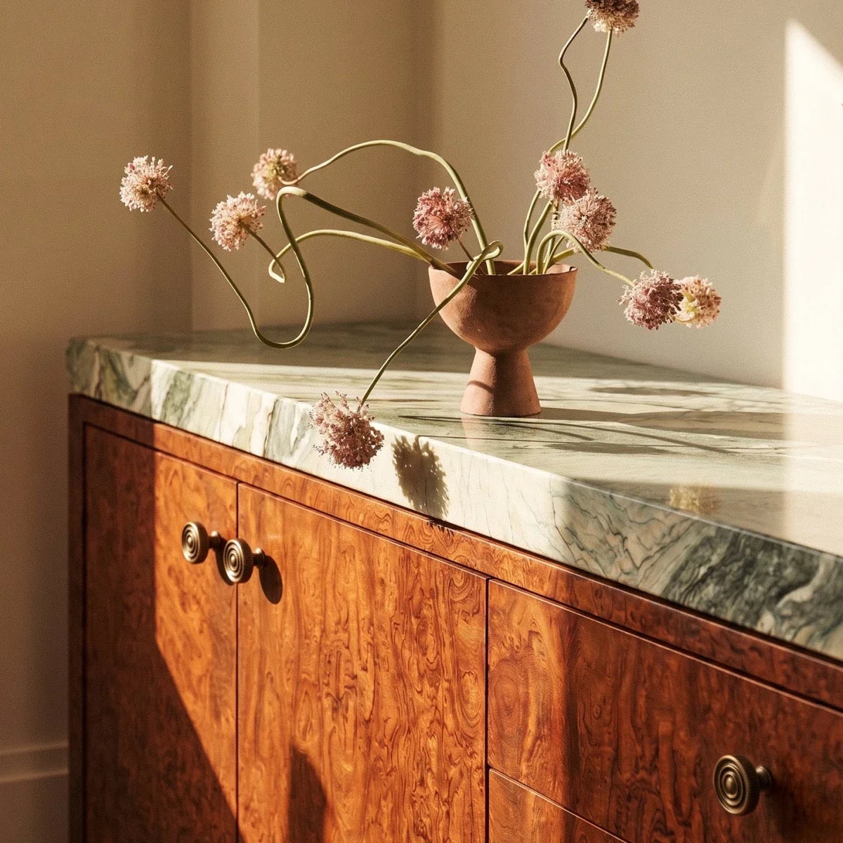 Solid Brass Cabinet Knobs & Drawer Pulls, Modern Bedroom & Kitchen Hardware, Subtle Line Pattern, Set of 2, 1.25-12.6in