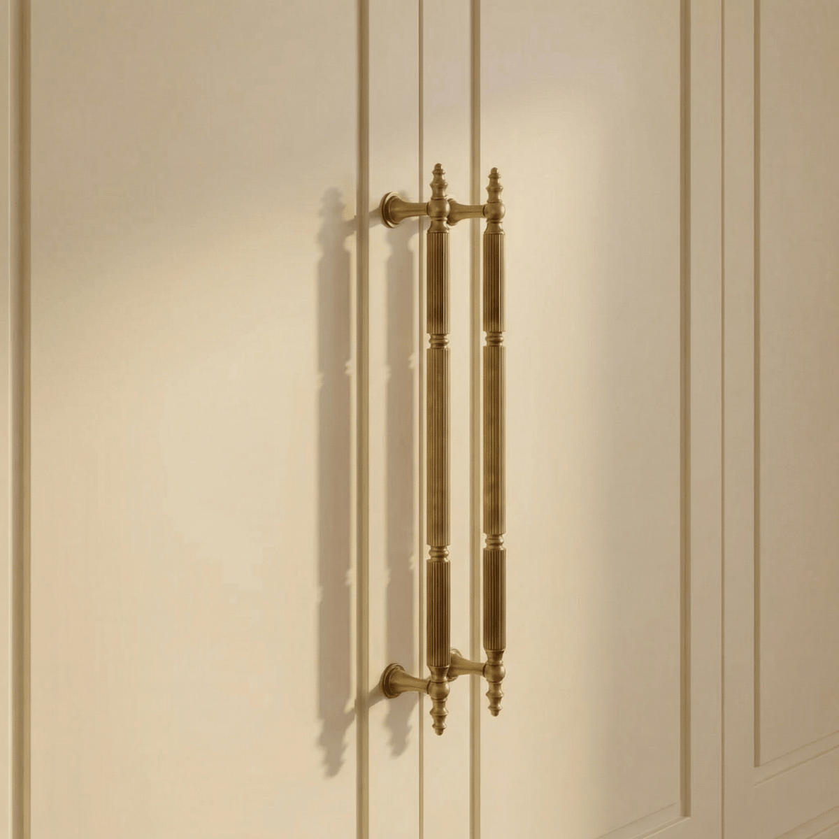 Solid Brass Cabinet Knobs & Drawer Pulls, Modern Bedroom & Kitchen Hardware, Subtle Line Pattern, Set of 2, 1.25-12.6in