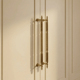 Solid Brass Cabinet Knobs & Drawer Pulls, Modern Bedroom & Kitchen Hardware, Subtle Line Pattern, Set of 2, 1.25-12.6in