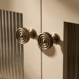 Solid Brass Cabinet Knobs & Drawer Pulls, Modern Bedroom & Kitchen Hardware, Subtle Line Pattern, Set of 2, 1.25-12.6in