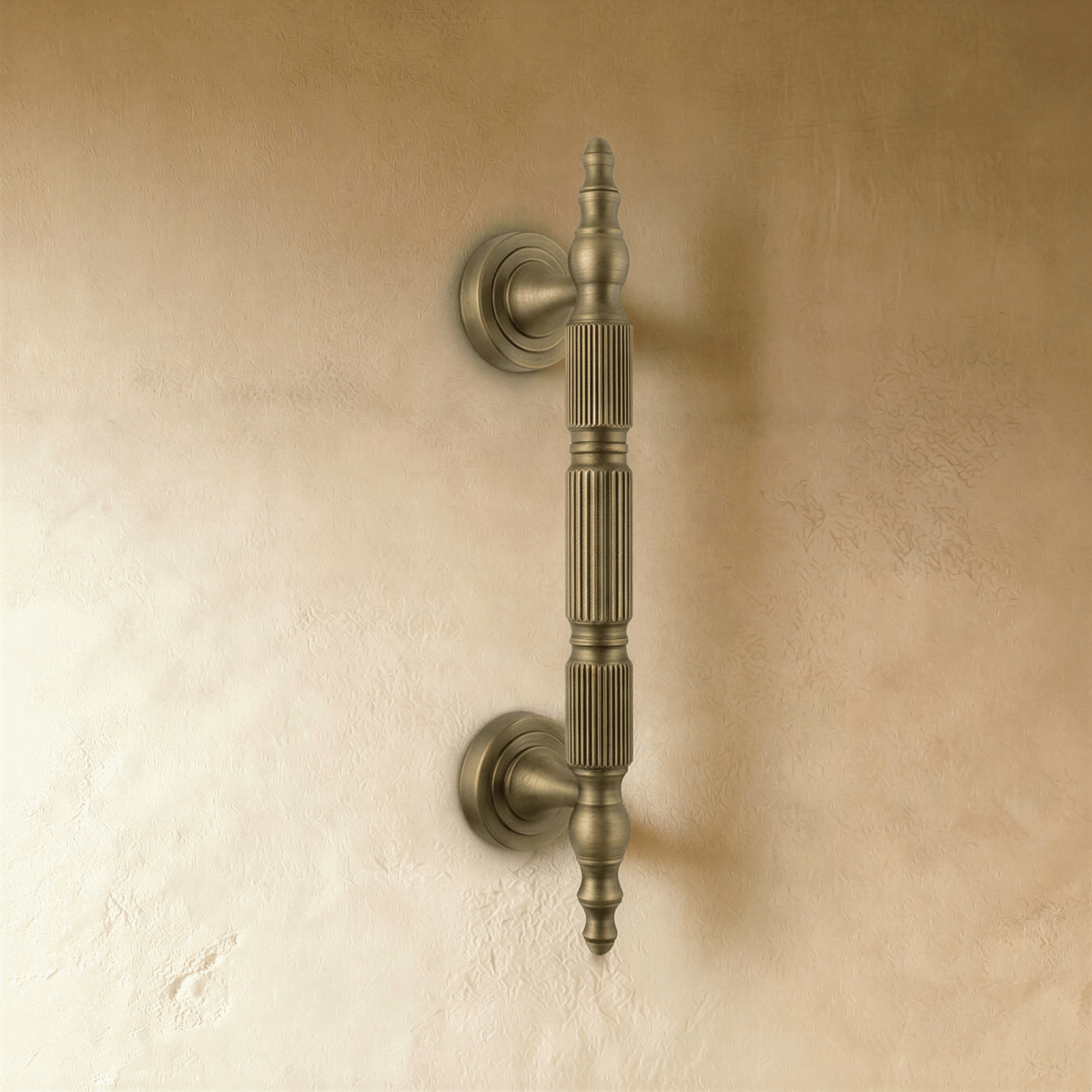 Solid Brass Cabinet Knobs & Drawer Pulls, Modern Bedroom & Kitchen Hardware, Subtle Line Pattern, Set of 2, 1.25-12.6in