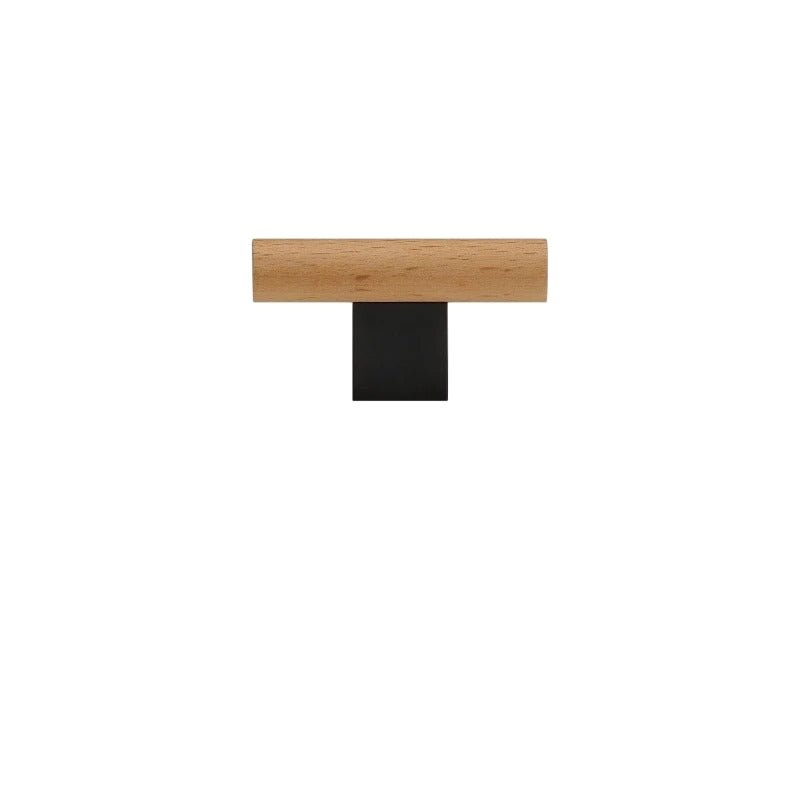 Wood & Brass Cabinet Knobs & Drawer Pull Bars, Geometric Kitchen & Wardrobe Hardware, Black Bronze & Brass Finish, Set of 2, 2.3-13.8in