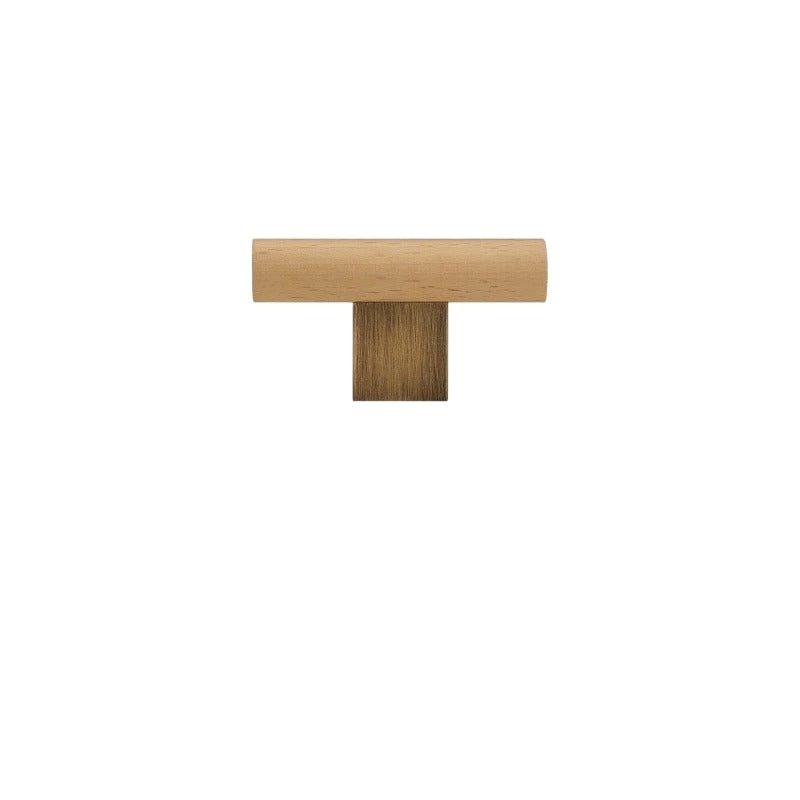 Wood & Brass Cabinet Knobs & Drawer Pull Bars, Geometric Kitchen & Wardrobe Hardware, Black Bronze & Brass Finish, Set of 2, 2.3-13.8in