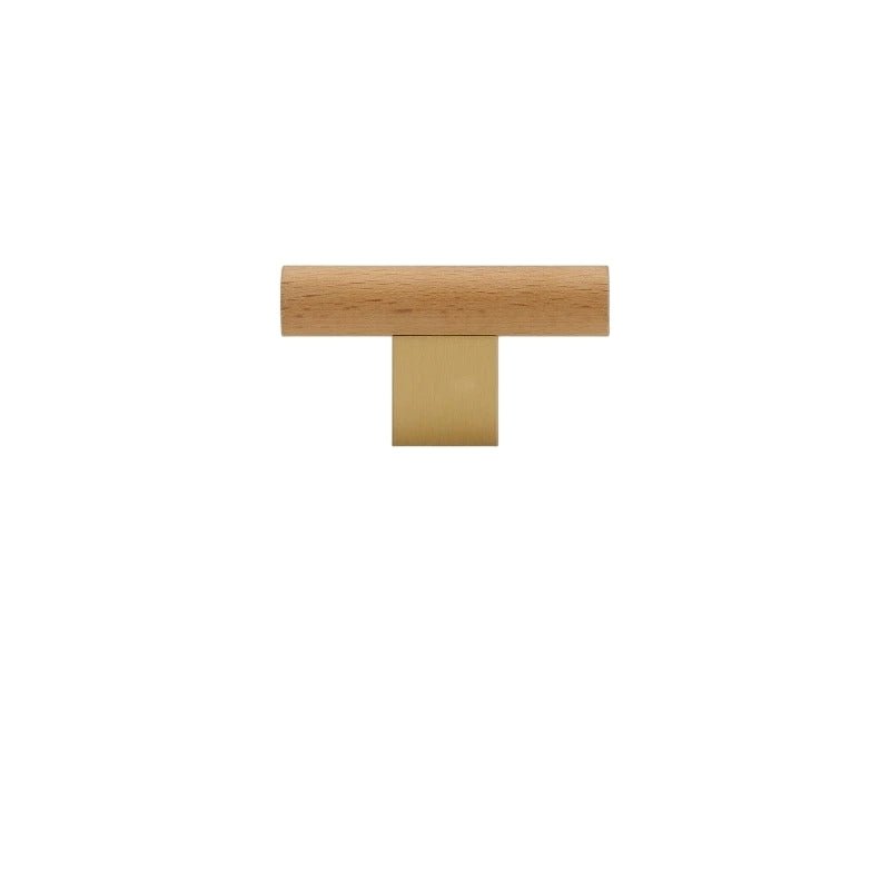 Wood & Brass Cabinet Knobs & Drawer Pull Bars, Geometric Kitchen & Wardrobe Hardware, Black Bronze & Brass Finish, Set of 2, 2.3-13.8in