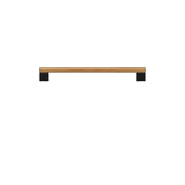 Wood & Brass Cabinet Knobs & Drawer Pull Bars, Geometric Kitchen & Wardrobe Hardware, Black Bronze & Brass Finish, Set of 2, 2.3-13.8in