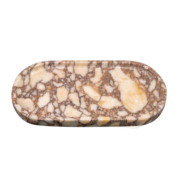 Marble Vanity Tray, Rounded Rectangle Jewelry Perfume Tray, 4 Colors, 9.8in