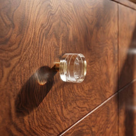 Glass Cabinet Knobs & Pull Bars, Classic Kitchen & Dresser Hardware, Clear & Black Glass, Set of 2 in 6 Sizes, 1.2-4.7in