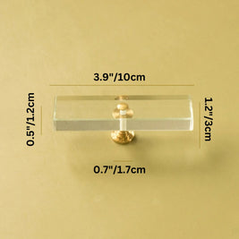 Glass Cabinet Knobs & Pull Bars, Classic Kitchen & Dresser Hardware, Clear & Black Glass, Set of 2 in 6 Sizes, 1.2-4.7in