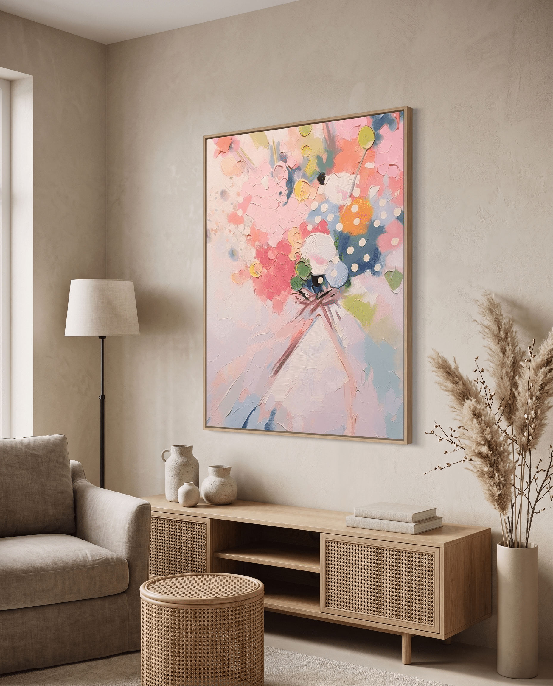 Zacht Bloemenboeket – Abstract Pastel Schilderij - Volsani